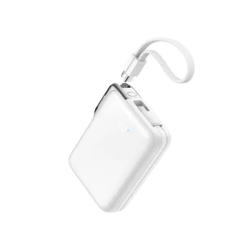 Ārējais akumulators Joyroom JR-PBF27 Pro 10000 mAh 30W ar USB-C un Lightning vadiem, balts