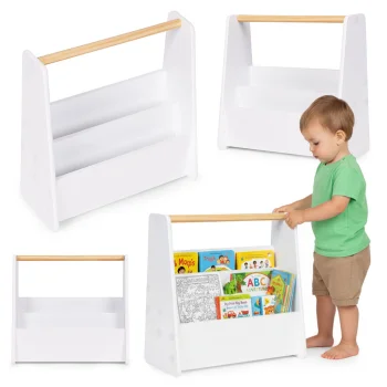 Ecotoys Montessori bērnu grāmatu plaukts, 2 līmeņi, balts