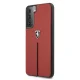 Ferrari Samsung Galaxy S21 vāciņš Off Track Leather Nylon Stripe, sarkans
