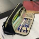 Divu Nodalījumu Skolas Penālis Maaleo 24502, Melns | Double Extendable Pencil Case