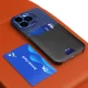 Vāciņš Samsung Galaxy S23 Leather Stand Case ar karšu kabatu un statīvu, zils