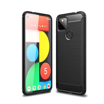 Google Pixel 5a 5G Carbon Flexible Cover TPU Case, Black | Telefona Maciņš Vāciņš Apvalks Bampers