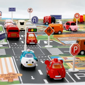 Bērnu Plāns Paklājs ar Ceļa zīmēm, 130 x 100 cm | Children's Slim Mat Carpet with Road Signs, 130 x 100 cm