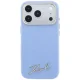 Karl Lagerfeld Saffiano Small Script MagSafe vāciņš iPhone 17/18 Pro Max, gaiši zils