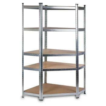 Humberg 4817 metāla stūra plaukts 180x90x40 cm, 5 plaukti, sudraba