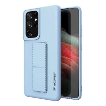Wozinsky Kickstand Case vāciņš ar statīvu Samsung Galaxy S21 Ultra 5G, gaiši zils