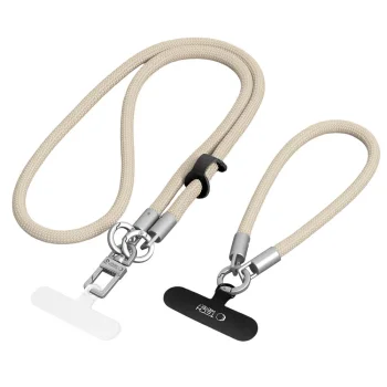 Tech-Protect C10S tālruņa pleca siksna (114 cm) un rokas siksniņa (31 cm), bēša