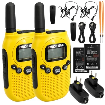 Baofeng BF-T6 rāciju komplekts (2 gab.), līdz 2 km, 1500 mAh, LED lukturis, dzeltens