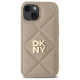 DKNY Quilted Stack Logo tālruņa vāciņš iPhone 15, bēšs