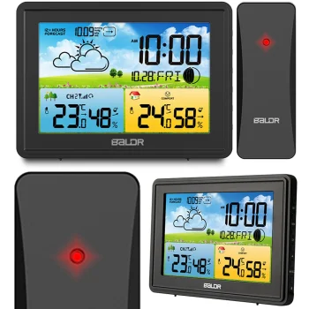 Baldr BD-908 bezvadu meteoroloģiskā stacija ar displeju, melna
