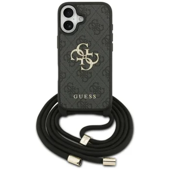 Guess 4G Big Logo Cord Strap Crossbody vāciņš iPhone 17, melns