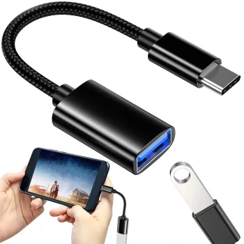 USB-C uz USB-A 3.0 OTG adapteris telefonam, izturīgs, melns