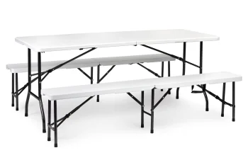 Multigarden saliekams banketu galds 180 cm ar 2 soliņiem, balts