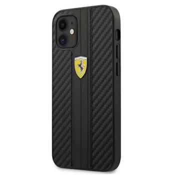 Ferrari iPhone 12 mini vāciņš On Track PU Carbon, melns