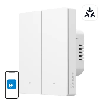 Sonoff M5-2C-80W viedais sienas slēdzis WiFi Matter, 2 kanāli, balts