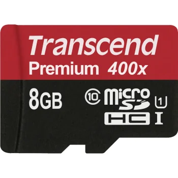 Atmiņas karte Transcend microSDHC 8GB Class 10 UHS-I 400x ar SD adapteri