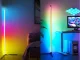 RGB LED stūra grīdas lampa ar lietotnes un pults vadību, 150 cm, melna