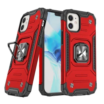 Wozinsky Ring Armor vāciņš priekš iPhone 14 Plus ar gredzenu un statīva funkciju, sarkans