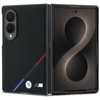 BMW M Leather Perforated MagSafe vāciņš Samsung Galaxy Z Fold 8, melns