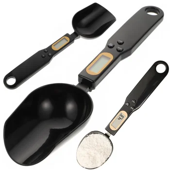Elektroniskie virtuves svari - karote ar LCD displeju, melni