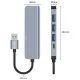 Tech-Protect V0 5-in-1 USB-A sadalītājs (USB 3.0 / 3x USB 2.0 / USB-C) - Pelēks