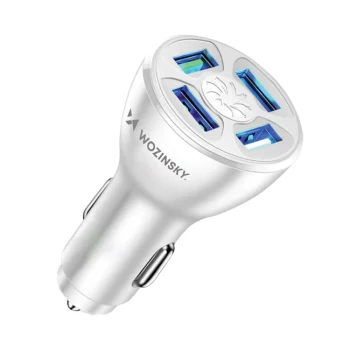 Auto lādētājs Wozinsky WCCAW 50W 4x USB-A Quick Charge, balts