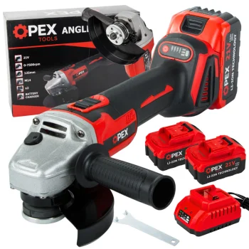 OPEX TOOLS OPX28010 Bezvadu leņķa slīpmašīna, 125mm, 21V, 2x 3.0Ah akumulatori