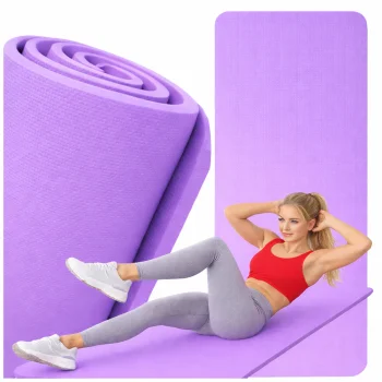 Biezs vingrošanas paklājiņš jogai fitnesam un pilatesam 170x60cm, violets
