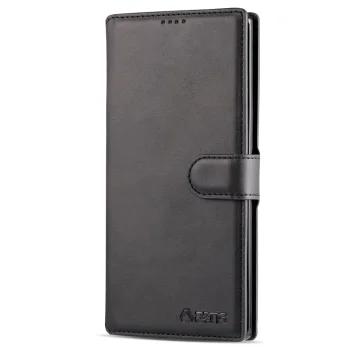 Samsung Galaxy Note 10 Plus (SM-N975F) AZNS Leather Stand Case Cover with Card Slots, Black | Telefona Maciņš...