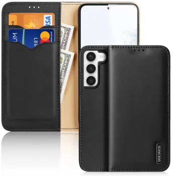 Dux Ducis Hivo atverams vāciņš maciņš Samsung Galaxy S23+ ar RFID aizsardzību, melns grāmatiņa