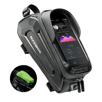 Rockbros B68 velosipēda rāmja soma ar tālruņa nodalījumu un pārvalku, 1.7L, melna