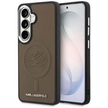 Karl Lagerfeld Embossed Ring MagSafe vāciņš Samsung Galaxy S26, brūns