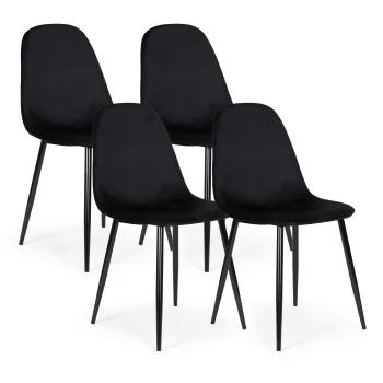 4 velūra ēdamistabas krēslu komplekts ModernHome J933, melns