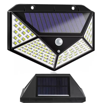 Saules bateriju lampa 100 LED ar kustības un krēslas sensoru