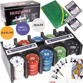Malatec Texas pokera komplekts ar 200 žetoniem metāla kārbā