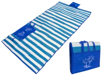 Pludmales Piknika Sega Saliekams Paklājs + Spilvens + Soma Komplekts, Zils | Beach Folding Blanket + Pillow + Bag Set