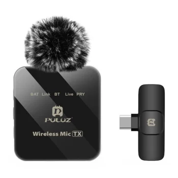Bezvadu mikrofons Puluz PU648B, USB-C, melns