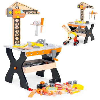Ecotoys Koka instrumentu galds bērniem, 76 detaļas