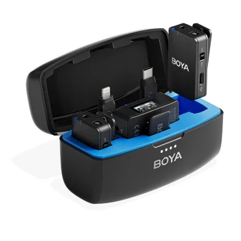 BOYA BOYAMIC 2-02 bezvadu mikrofonu komplekts 2.4 GHz USB-C, melns