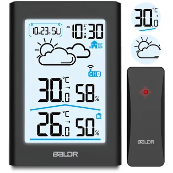 Baldr BD-911 bezvadu meteoroloģiskā stacija, melna