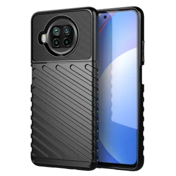 Xiaomi Mi 10T Lite Thunder Series Twill Texture TPU Mobile Phone Cover Case, Black | Vāks Maciņš Maks Apvalks