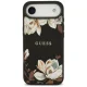 Guess Grained Flowers Classic Logo MagSafe vāciņš iPhone Air, Melns