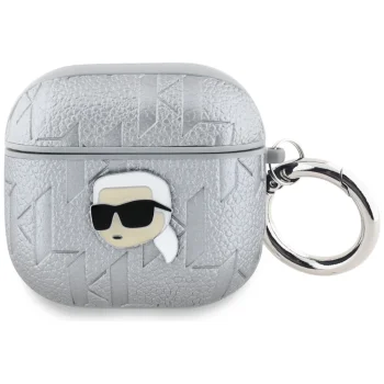 Karl Lagerfeld Monogram Karl Head austiņu maciņš Apple AirPods 4, sudraba