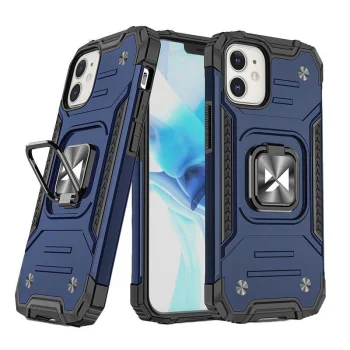 Wozinsky Ring Armor vāciņš iPhone 14 Plus ar gredzenveida turētāju un statīvu, zils