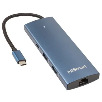 USB Type-C adapteris un dokstacija 9-in-1, HDMI 4K, LAN, PD 100W, zils