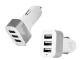Auto lādētājs ar 3x USB portiem (1.1A, 2.1A, 3.1A), balts/sudraba