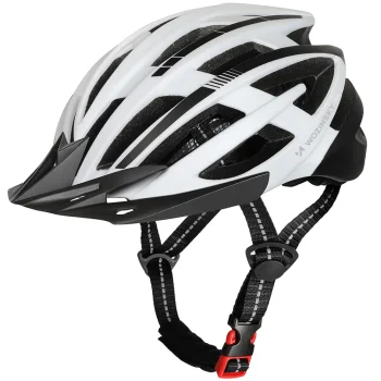 Wozinsky MTB velosipēdista ķivere ar LED aizmugurējo gaismu M (54-57 cm) Melna/Balta