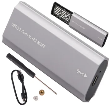 M.2 SATA NGFF cietā diska korpuss USB 3.1 Type-C 2230-2280mm, sudraba