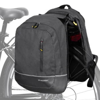 Wozinsky WBB30BK 2-in-1 divkāršā velosipēda soma un mugursoma, 30L, melna