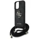 Guess 4G Big Logo Cord Strap Crossbody Vāciņš iPhone 16 Plus Melns